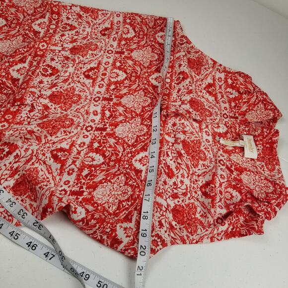 Laundry Shelli Segal Blouse Red White Pleated Light Silky Feel  Size S - Picture 5 of 6